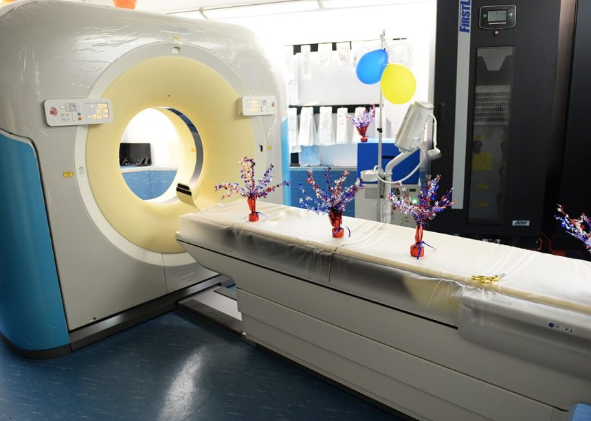 CT scanner in a hospital imaging room