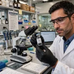 Laboratory scientist preparing a personalised cancer vaccine sample